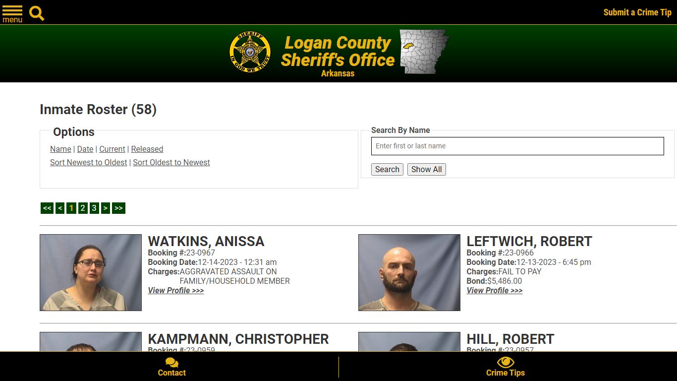 Inmate Roster - Current Inmates Booking Date Descending - Logan County ...