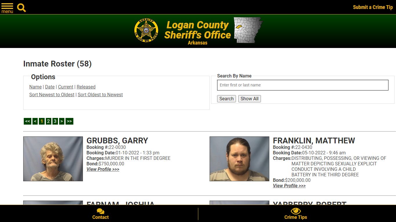 Inmate Roster - Current Inmates Booking Date Ascending - Logan County ...